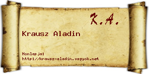 Krausz Aladin névjegykártya
